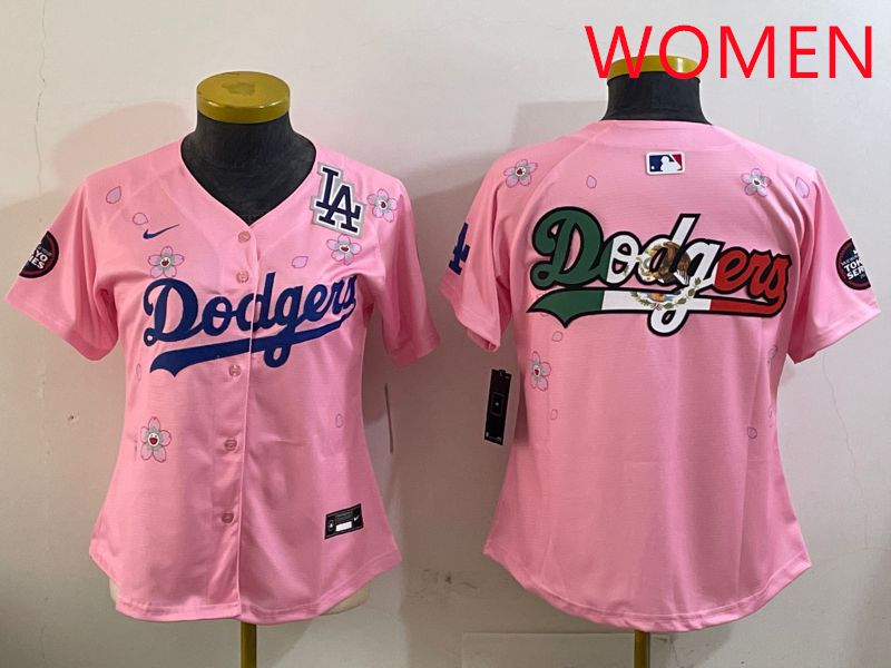 Women Los Angeles Dodgers Blank Pink Sakura Edition 2025 Nike MLB Jersey style 10